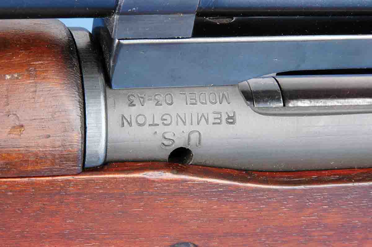 A valuable vintage military rifle almost impossible to fake is the Model 1903A4, which was built  for mounting with a scope for sniper use. The Remington name and model number were stamped on the action’s left side upside down. (Note: Although officially a Model 1903A4 when scoped, they were still stamped 03A3.)